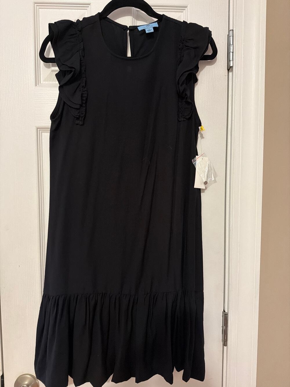 Charming Cece ruffled flutter Black dress